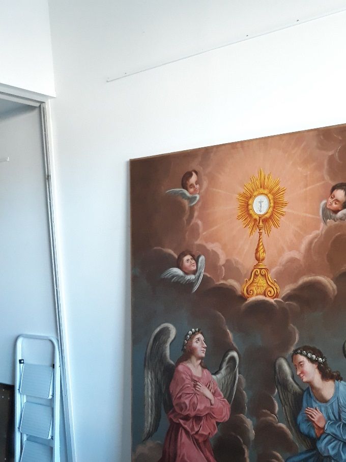 L'adoration du Saint Sacrément, église de Monpazier (24)
Tableau après restauration.